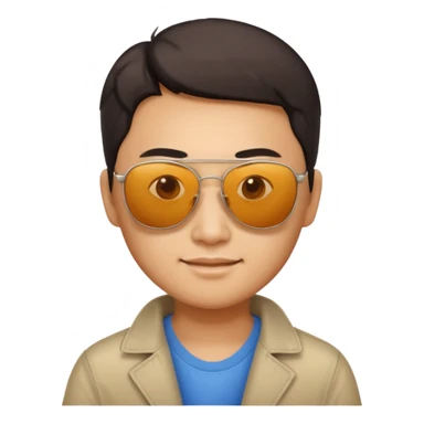 Photorealistic serious Chinese tourist wearing sunglasses sticker