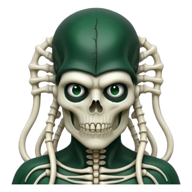HR giger, wires, dark green, black flesh undead sorcerer, head. bones and skin sticker