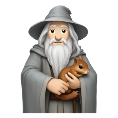 gandalf holding hand of a cute squirrel sticker