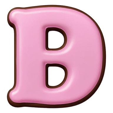 “Single pink bubble letter B, white outline, bottom dipped in chocolate with pink frosting drizzle, kawaii style, glossy, soft shading, clean outline, transparent background, Discord emoji size” sticker