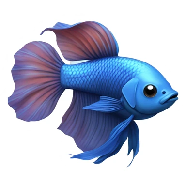 blue betta fish, cartoon, swimming, view from above sticker