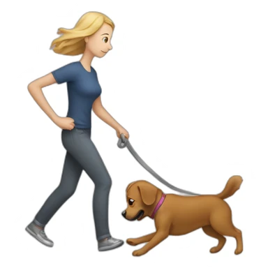 dog dragging human sticker