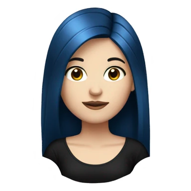 white girl with long straight dark blue hair wearing black top sticker