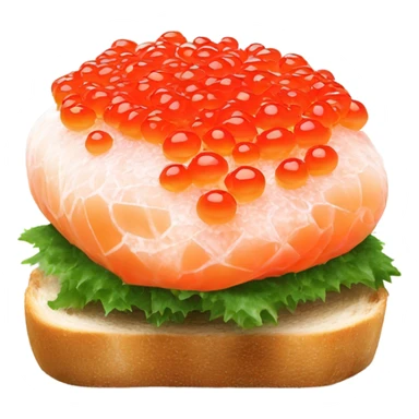 Fresh red caviar on bread, one, white background  sticker