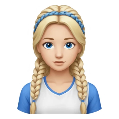 Blonde balayage  With highlights long hair half braids women blue eyes wearing White longtop sticker