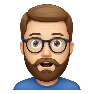 man with beard and glasses, surprised sticker