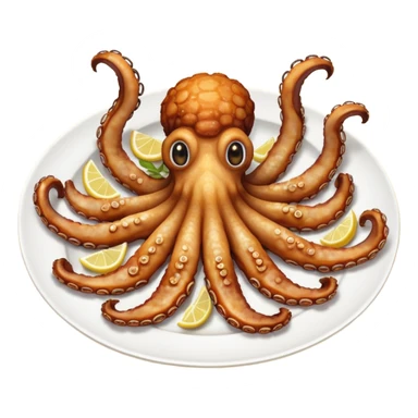 fried octopuses legs on the plate sticker