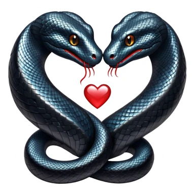 Two glittery black snakes making a heart sticker