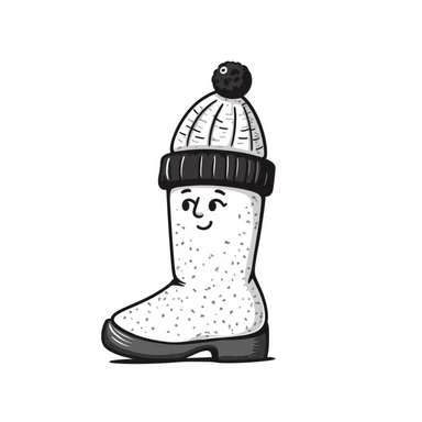 A smiling Russian felt boot (valenok) with a cute winter knitted hat with pom-pom on top sticker
