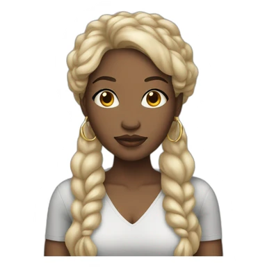 black woman with a round face and long black hair and hoop earrings sticker