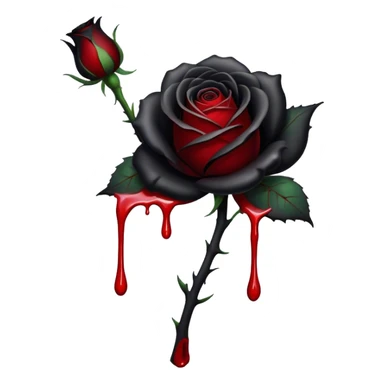 Black rose with blood drips sticker