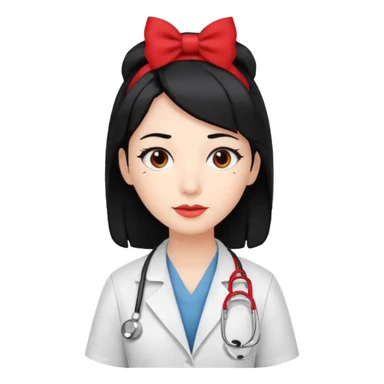 doctor with black hair and red hairclips  sticker