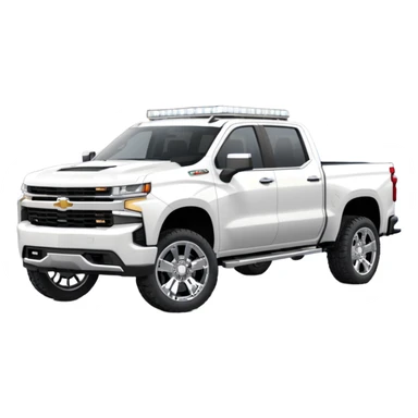 2021 White Chevrolet Silverado crew cab on chrome rims with lights sticker