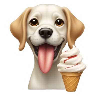 a dog eating an ice cream cone like a crab sticker