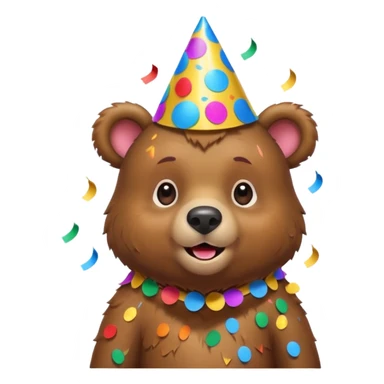 Partying bear cub with confetti  sticker