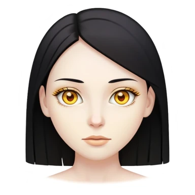 woman with black straight hair, very pale skin, yellow amber eyes sticker