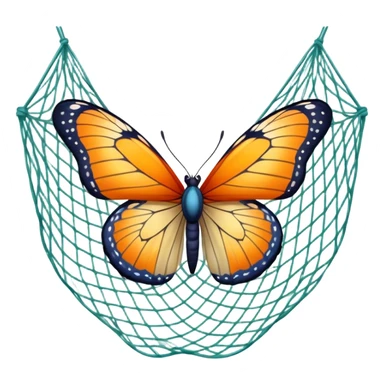 butterfly being caught in a net sticker