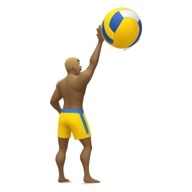 Yellow Man in shorts  passing a beach volleyball sticker
