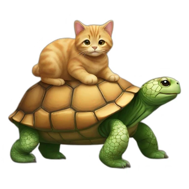 Un chat sur une tortue sur un ours sticker