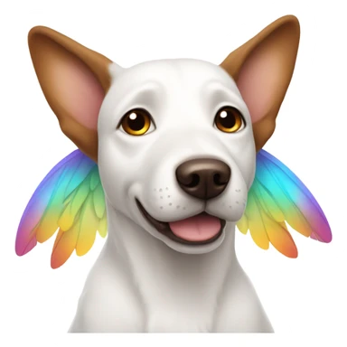 White dog with brown ears wearing fairy wings  sticker