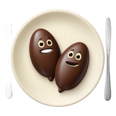 Chocolate quenelle and vanilla quenelle on a plate sticker