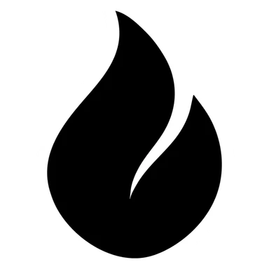 abstract flame shape, solid black geometric style sticker