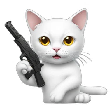 white cat with a gun sticker