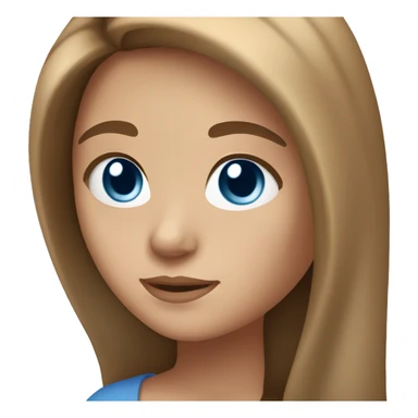 Girl with light darker hairbrown brown long hair, blue eyes, and peachy skin  sticker
