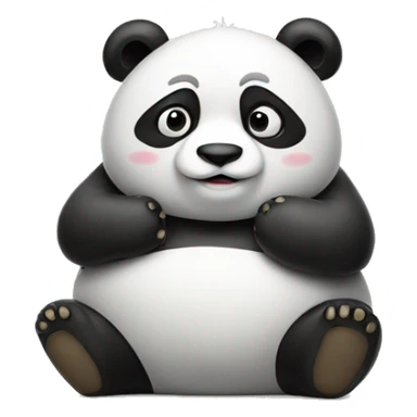 A fat panda holding a sign that says sad sticker