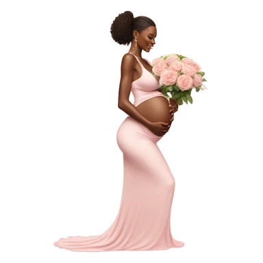 Realistic Photo of a Victoria secret model pregnant posing with flowers at her baby shower  sticker