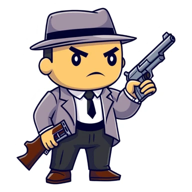 mafia gangster with tommy gun sticker