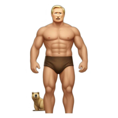Vladimir Poutine shirtless rides a bear sticker