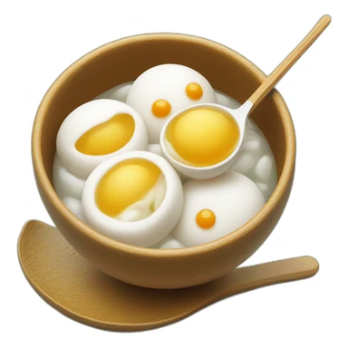 Tang yuan in a bowl with a spoon sticker