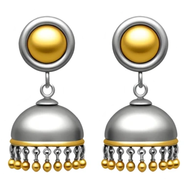 generate an ios genmoji of plain silver jhumkas sticker
