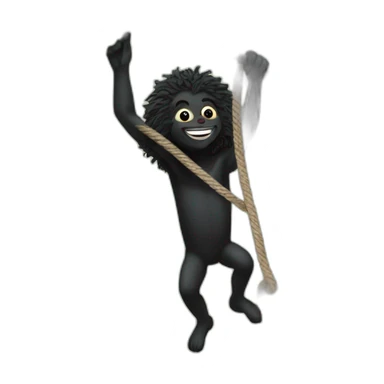 Gollywog climbing a tree with a rope sticker