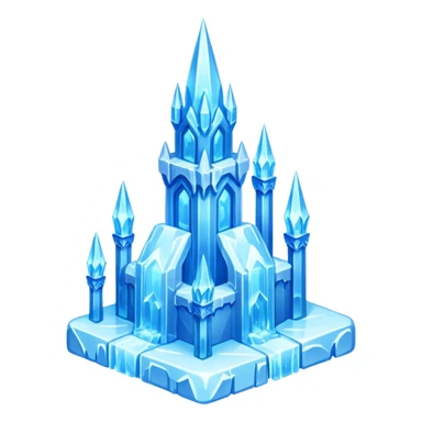 ice palace object icon, crystal ice palace, tall icy towers, transparent blue ice walls, sparkling details, soft glow, 3D cartoon, mobile game icon style, centered, clean background, soft shadow, no text, no watermark



 sticker
