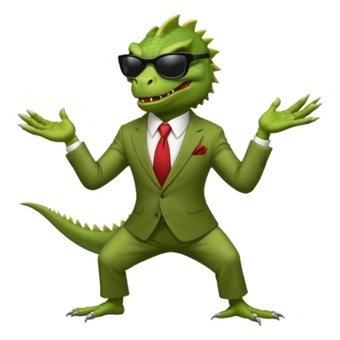 capitalist iguana banker godfather with black sunglasses breakdance scaring sticker