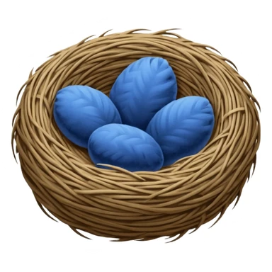 Nest made with blue velvet fabric sticker