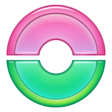 an emoji with a split magical circle, half pink and half green, glowing, mystical energy sticker