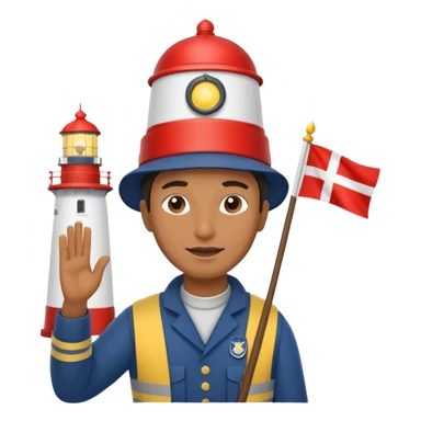 Keeper raising signal flag at lighthouse sticker