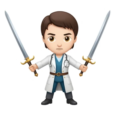 Doctor fighting lawyer with swords sticker