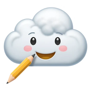 cloud-shaped speech bubble emoji with a smiling face and a pencil next to it, representing a post caption as a comment sticker
