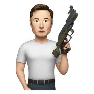 elon musk holding weapon sticker