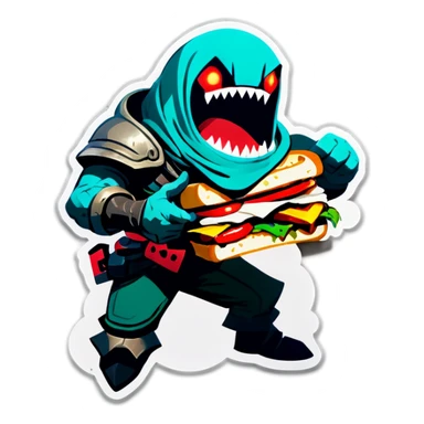 Pyke from League of Legends eating dirty sandwich sticker