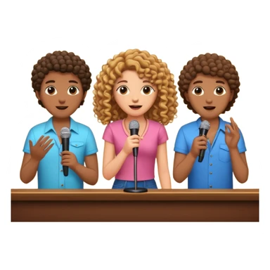 3 amigas en un karaoke cantando una chica rizada y las oreas pelo liso sticker