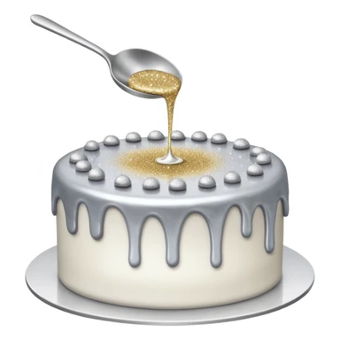 silver glitter being poured onto a cake with spoon  sticker