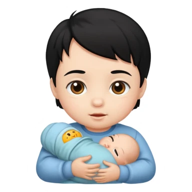 black hair infant sticker