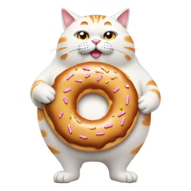 fat cat eating a donut sticker