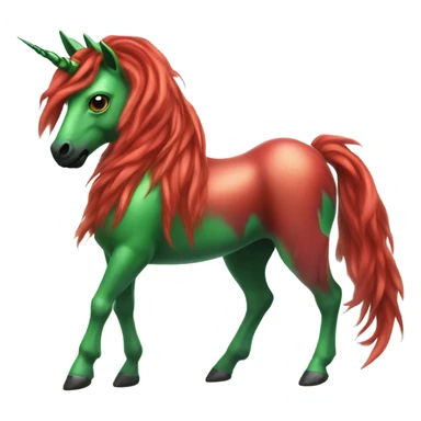 four-legged red unicorn white a green amazon alien woman, on a unicorn sticker