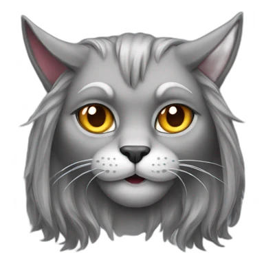  long hair cat grey devil horns sticker